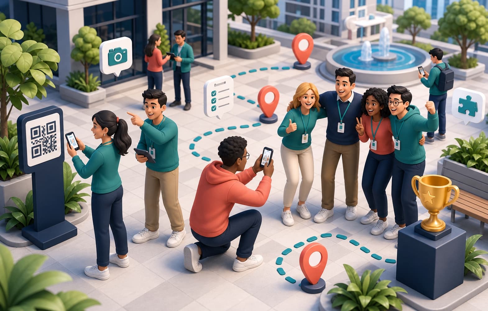 Team building 3D scenario