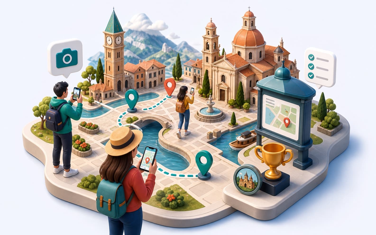 Tourist destinations 3D scenario